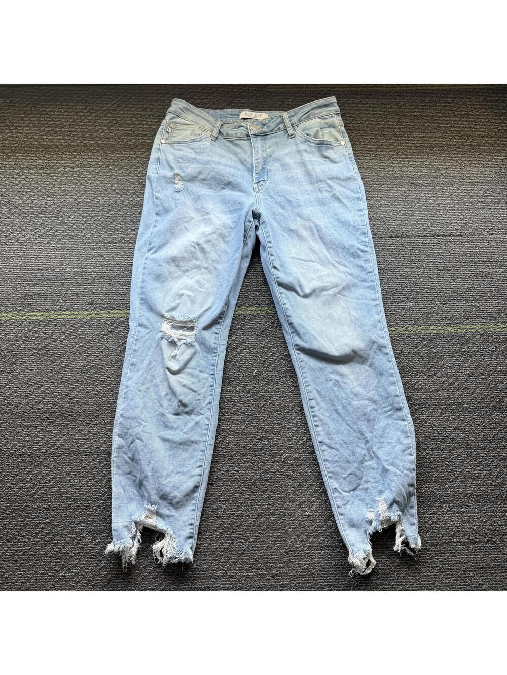Judy Blue Distressed Boyfriend Jeans Light Wash Ripped Stretch Denim Size 13/31